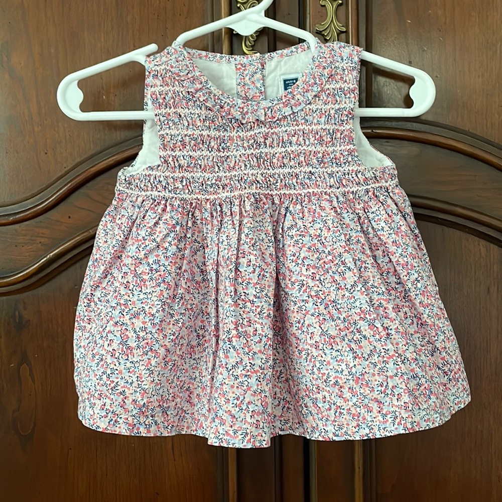 Janie and Jack Baby Girl Floral Smocked Top 6-12M Boutique Pink
